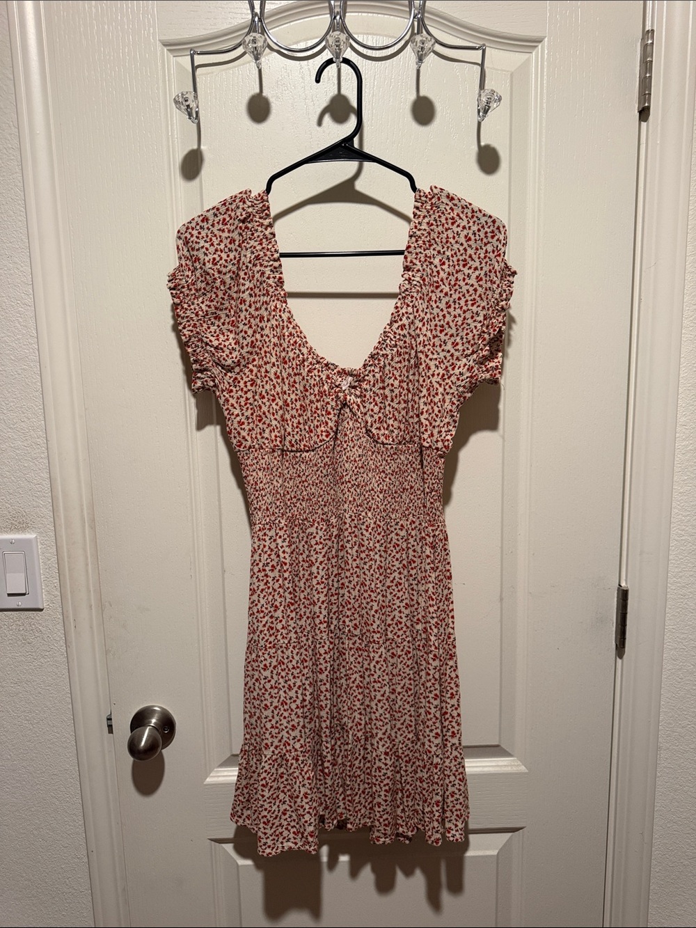 Pink Floral Ruffle-Sleeve Mini Dress